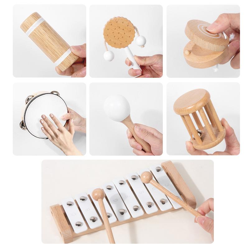 Percussion wooden sand hammer toy sand ball children enlightenment music backing track kindergarten beech sand hammer