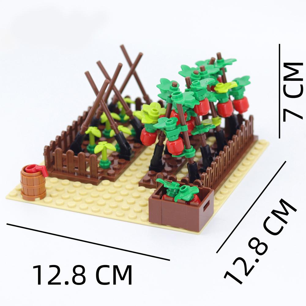 MOC Toys Assembly Farm Animals Building Blocks City Street View ChickenCoop Flowers Vegetable Garden Animal Scene Block