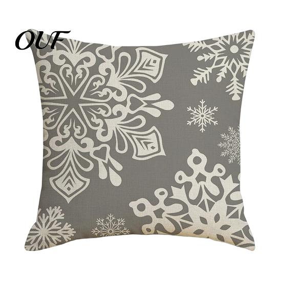 Clear Print Double Sided Cases Christmas Snowflake Cushion Cover, Holiday Throw Pillow Case, 18x18 Red And White Elk Cover Inch Decorative for