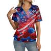 Women's Casual Short Sleeve V Neck Top with Independence Day Print Relaxed Fit Lightweight Blouse for Everyday Wear