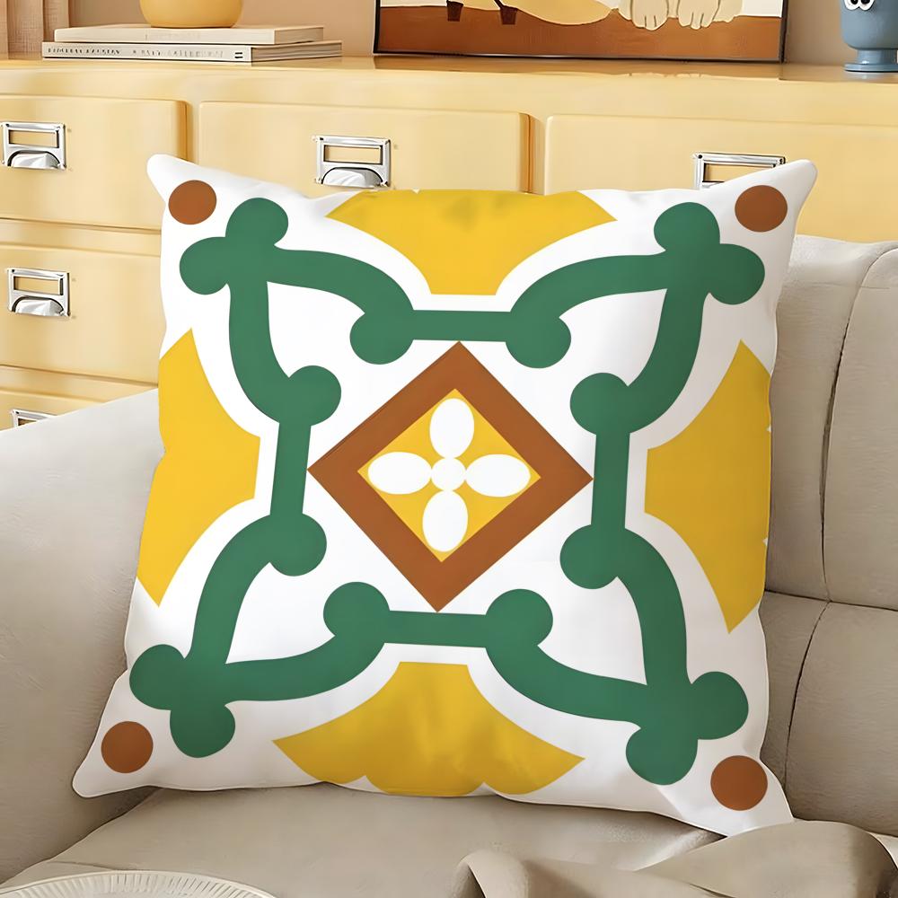 Exotic Portuguese Pattern Cushion Cover Soft Durable Reversible Pillow Cover Home  Car MultiScene Daily Comfort Pillowcase