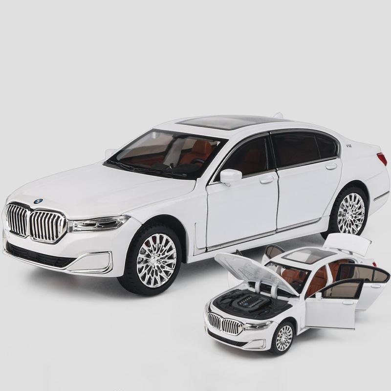 1/24 BMW 760 THE7 Limousine Alloy Miniature Car Diecast Metal Scale Car Model Sound and Light Collection Children Toy Vehicles Gifts