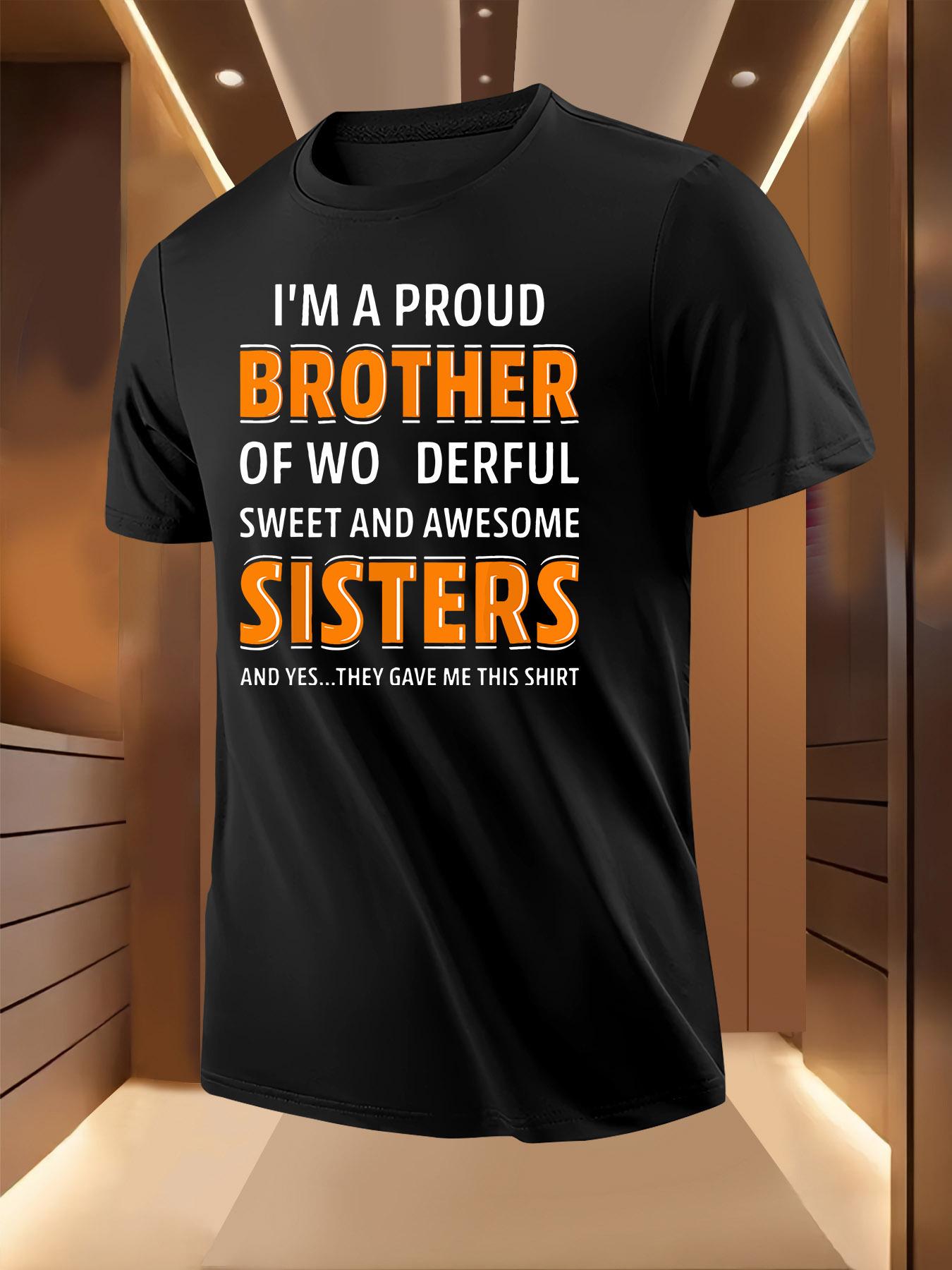 Proud Brother Tshirt - White with Bold Orange Black Print L