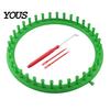 Knitting Accessories Loom Set with Crochet Hook, Needle, Plastic Round Rectangular Yarn Weaving Kit, Beginner for DIY Hat Scarf Shawl Sweaters