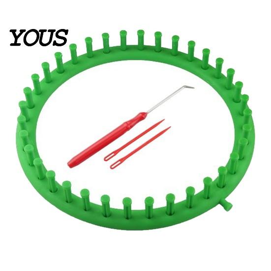 Knitting Accessories Loom Set with Crochet Hook, Needle, Plastic Round Rectangular Yarn Weaving Kit, Beginner for DIY Hat Scarf Shawl Sweaters