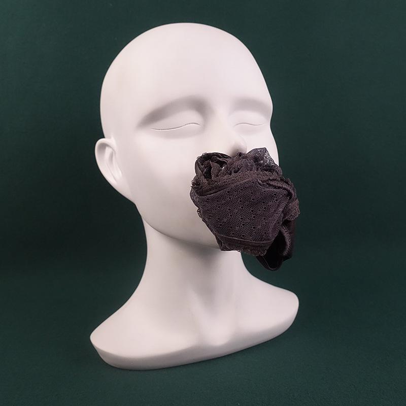 Outdoor Lingerie Stockings: Male SM Exhibitionism Mouth Gag for Training and Anti-Nausea.