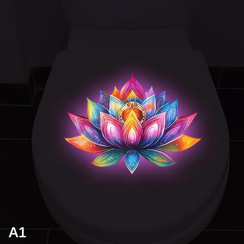 Selbstklebender Lotus Leuchtet-im-Dunkeln Toilettenaufkleber Badezimmer Toilettendeckel Dekoration Ambiente Dekorativer Aufkleber Wanddekor Abziehbild