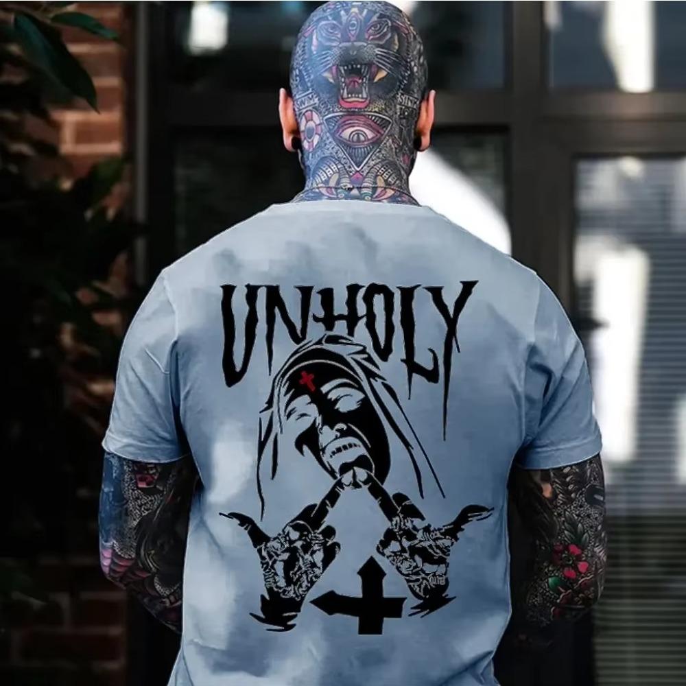 Casual Men's T-Shirt Weird Pattern Print Tee Shirt Male Elastic Hipster High-end Unique Design Looes short Sleeved Polyester