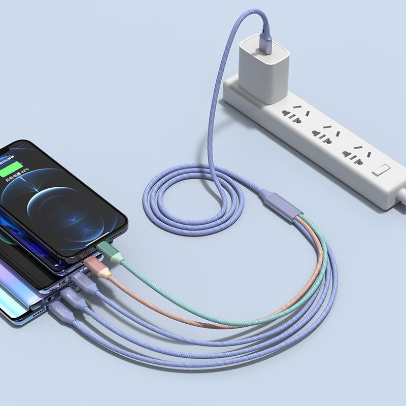 1 Typec Android charging cable USB multi-head one-to-five data cable multi-function three-in-one universal double head