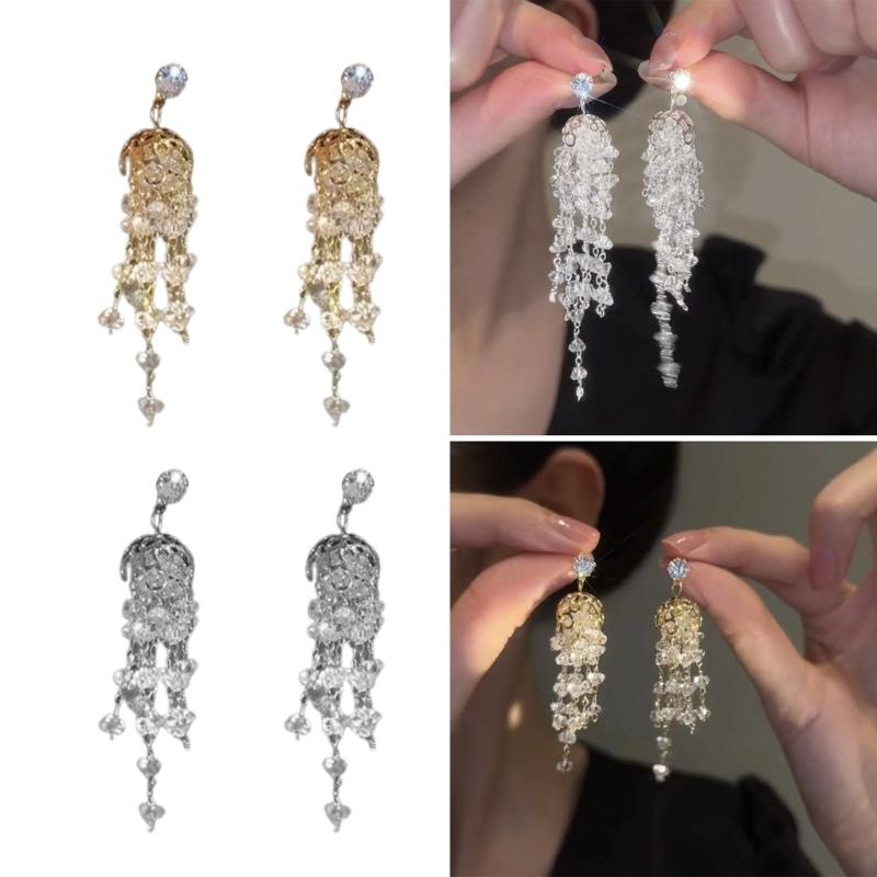 Temperament  Pendant Earring Elegant Jellyfish Tassels Charm Earrings Fashion Small Hoop Earrings Party Jewelry