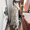 New Chinese style ink tie-dye suspender dress women's summer loose and thin holiday style long dress off-the-shoulder a-word skirt