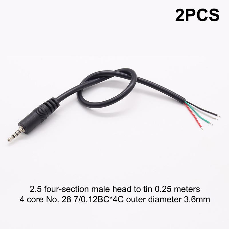 2Pcs 2.5Mm 3.5Mm 1/8'' Mono Stereo Male Female Plug Jack Connector 2/3/4Pin Aux Extension Wire Diy Audio Earphone Mic Repair