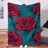 Rose Flower-themed Pattern Flannel Printed Blanket Suitable for All Seasons Suitable for Living Room Office Sofa and Travel