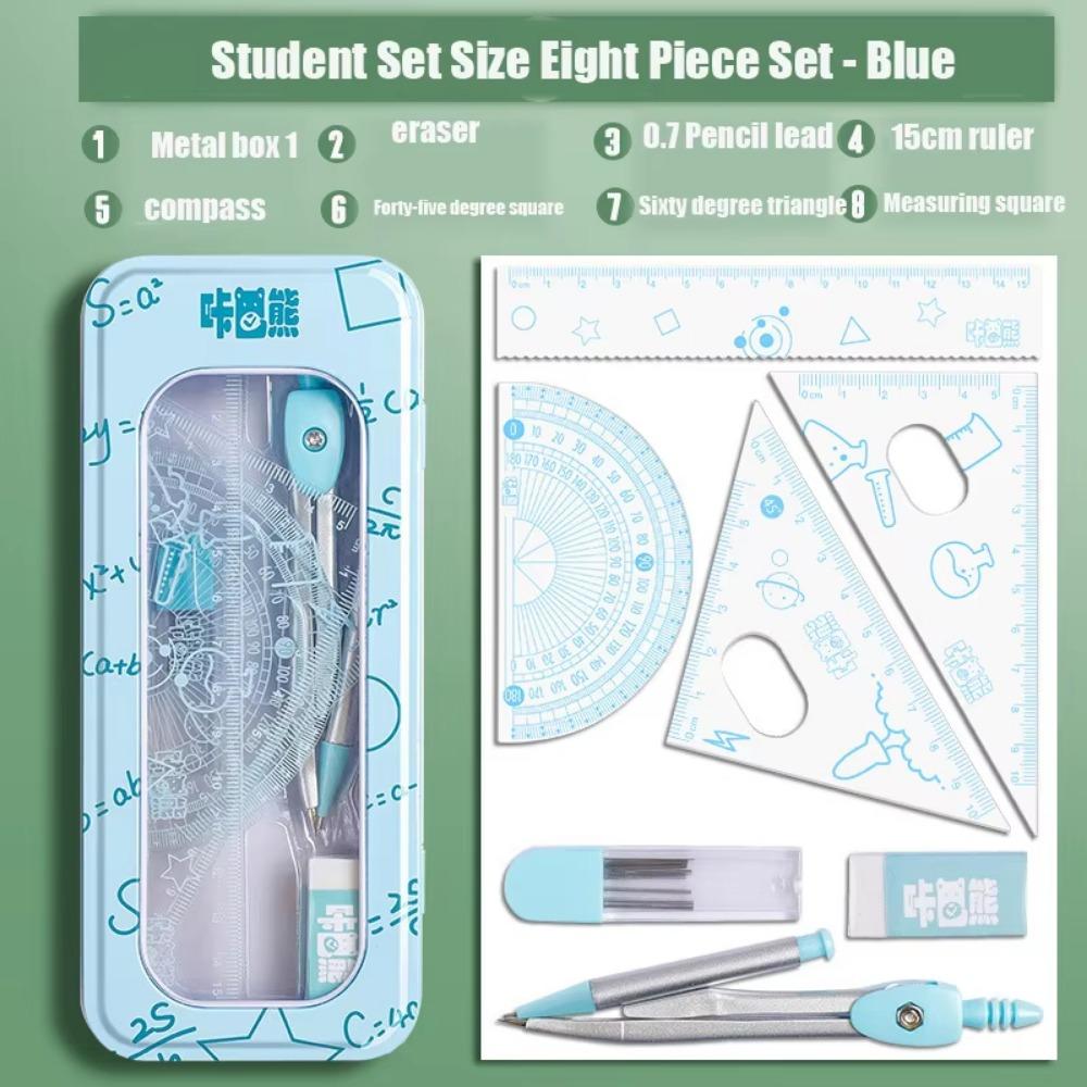 8Pcs/Set Multifunctional Ruler Compass Set Student Stationery Gift Student Drawing