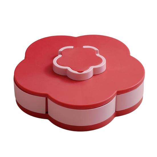 

Multi-Layer Rotating Petal Snack Tray Divided Fruit Nut Holder with Lids Space-Saving Plastic S
