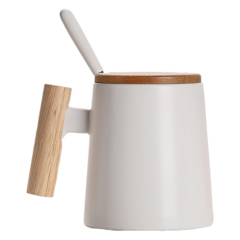 Tea Separation Cup Wooden Handle Ceramic Cup Coffee Cup With Lid Spoon Gift Box