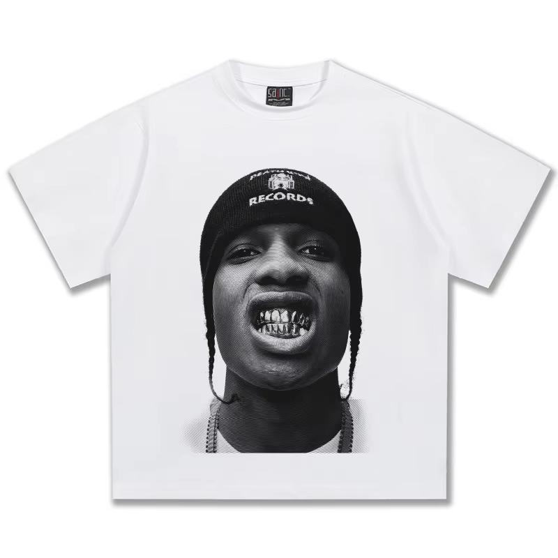 Asap Rockys Grafické Tričko Unisex Hip Hop Ležérní Bavlněné Krátký Rukáv Streetwear Módní Top pro Unisex Ženy Denní Nošení