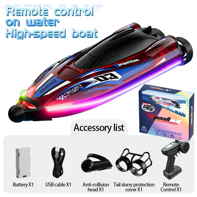 

New RC Boat S25 Colorful lights Waterproof And Collision Resistant RC Boat 2.4G RC Boat Children Water Toys Birthday Gift