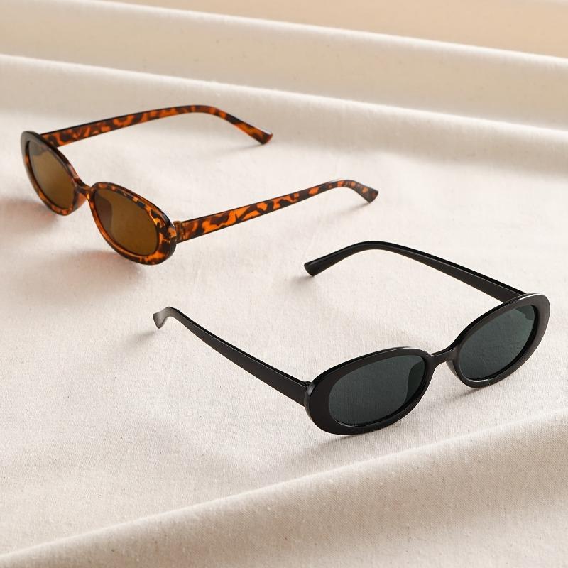 2 Pieces of Y2K Fashion Oval Frame Glasses PC Lenses Plastic Frame Daily Wear Decorative Glasses