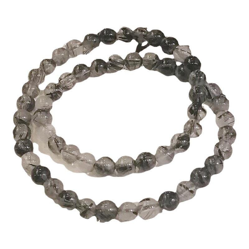 Original niche design natural black rutilated quartz bracelet Double-ring ethnic style jewelry bracelet for couples