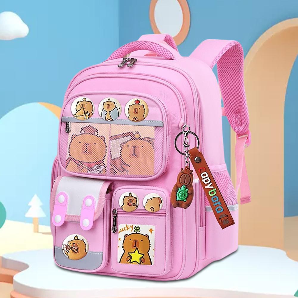 Zaino Scolastico Kawaii Capibara con Tracolla Regolabile Adorabile Daypack Resistente all'Usura Tessuto Oxford Zaino per Viaggio Vacanza