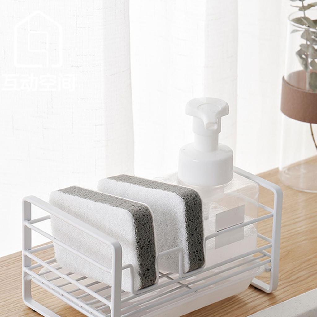 Sponge Storage Rack Matte White Compact Rust Prevention Sponge Drainer Rack Kitchen Drying Rack for