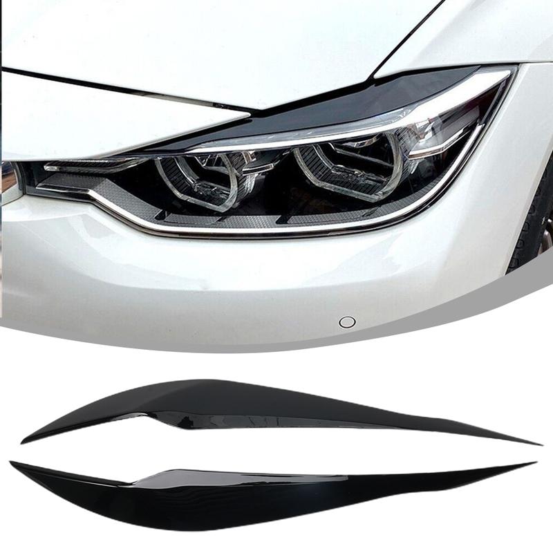 1pair Car Eyebrow Headlight ABS Plastic 40x5x5cm Gloss Black Flexible For BMW 3-Series F30 F35 13-18 Auto Light Accessories