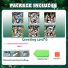 6 Pcs DIY Rhinestone Art Painting Cards Christmas Greeting Card Making Kit with Envelopes 5D Snowman Cat Deer Rhinestone