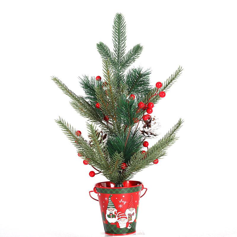 

50 см Рождественская елка ПВХ смешанный ПЭ имитация листьев кипариса настольные маленькие рождественские украшения красное фруктовое дерево