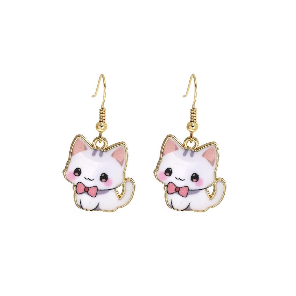 Cute Cartoon Kitten Earrings - Fun, Creative, and Fashionable Animal Drops In Japanese and Korean Styles for European and American Tastes.