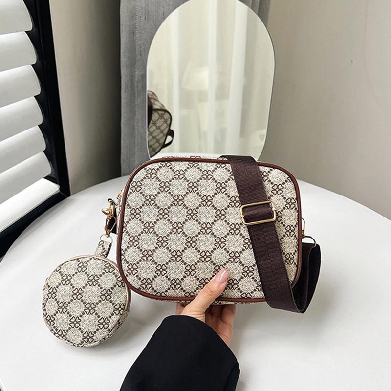Vintage Trend Quadratische Umhängetasche mit kleinem Beutelmuster PU-Leder Damen Schultertasche