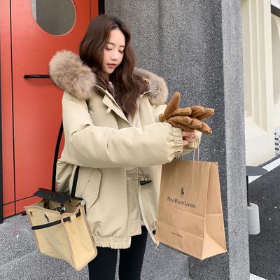 Winter Korean Version Bread Clothes Thickened Cotton-padded Clothes Versatile Large Fur Collar Parker Tooling Jacket