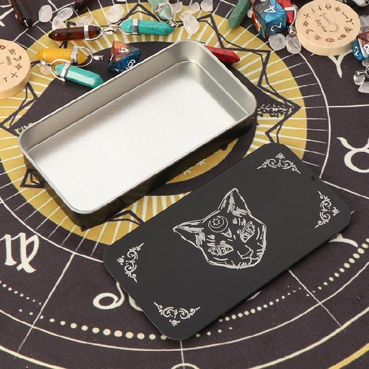 Portable Tarots Card Box Astrologys Divination Storage Case Iron Tarots Card Storage Case for Witches Decoration