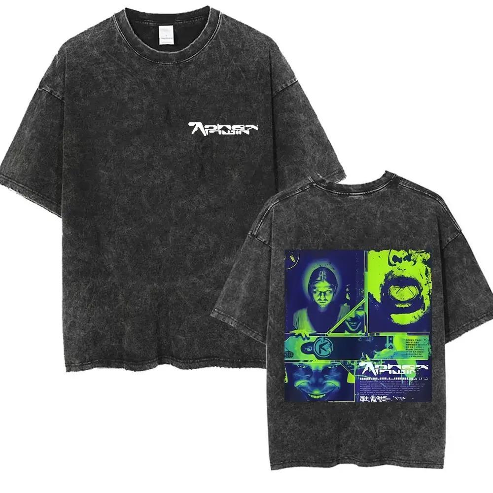 2026 Y2k T-Shirt Herrenbekleidung Neu im Top & T-Shirts Unisex-T-Shirt Gewaschen Vintage Aphex Twin Selected Ambient Works Buchstabendruck