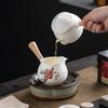 Tazza da fiera in porcellana bianca giada di sego manico laterale in legno massiccio tazza da fiera grande distributore di tè in ceramica dispositivo per versare il tè mare del tè