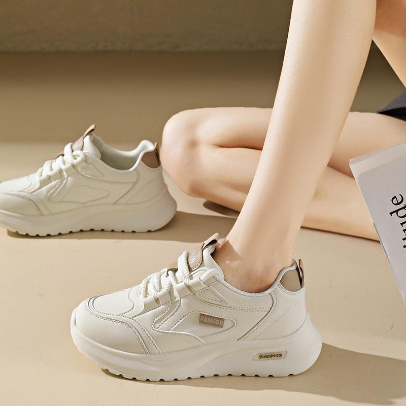 Fashion CRLAYDK Fashion Women's Leather Sneakers Casual Tennis Comfortable Platform Shoes Walking Footwear Ladies Sports Trainers