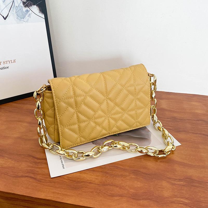 Fashion Plaid Shoulder Bag Plastic Chain Casual Crossbody Bags For Women Flap Handbags For Daily Used