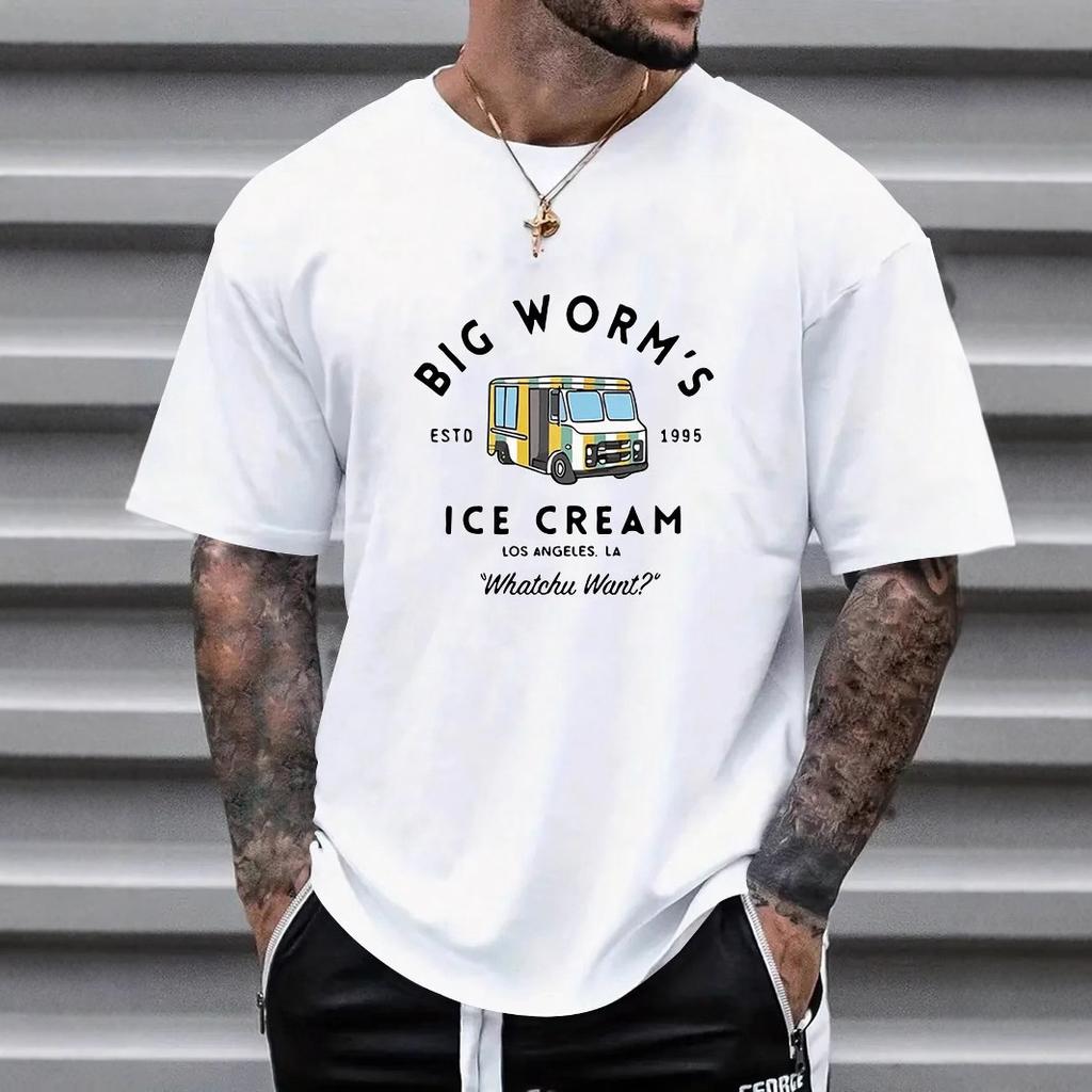 New Summer Short-sleeved T-shirt for Men's Casual Commuter Versatile Round Neck Printed Short-sleeved T-shirt