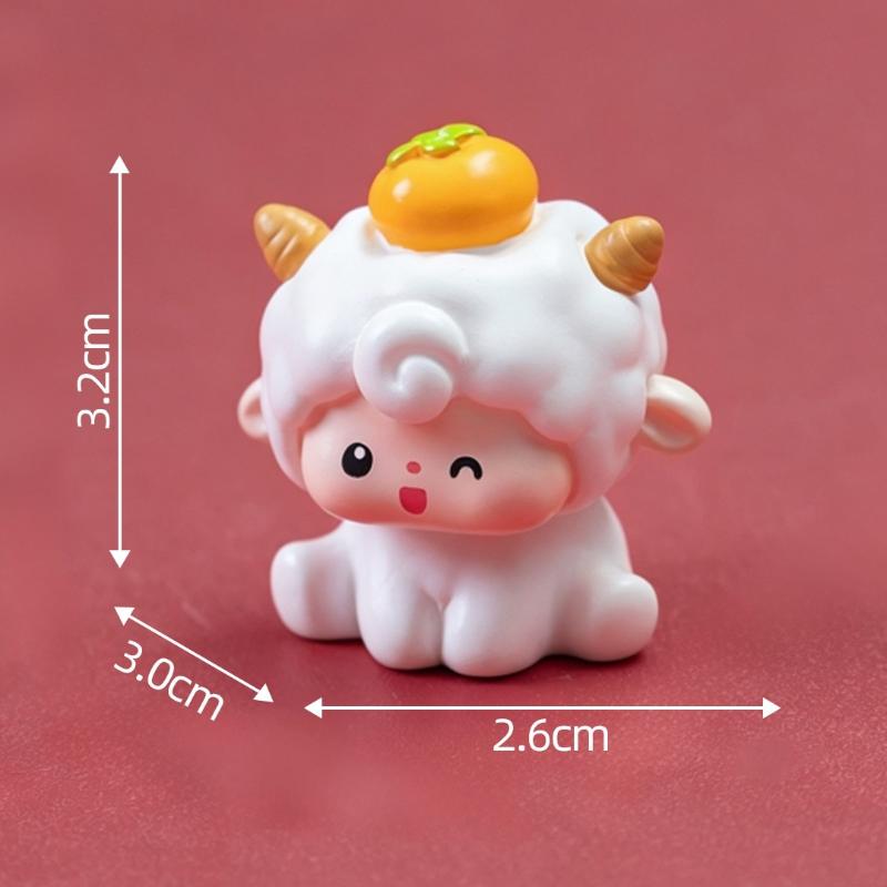 1/6Pcs Zodiac Goat Cartoon Sheep Diy Car Decoration 2027 Goat Year Miniature Ornaments Spring Festival Office Desktop Decor