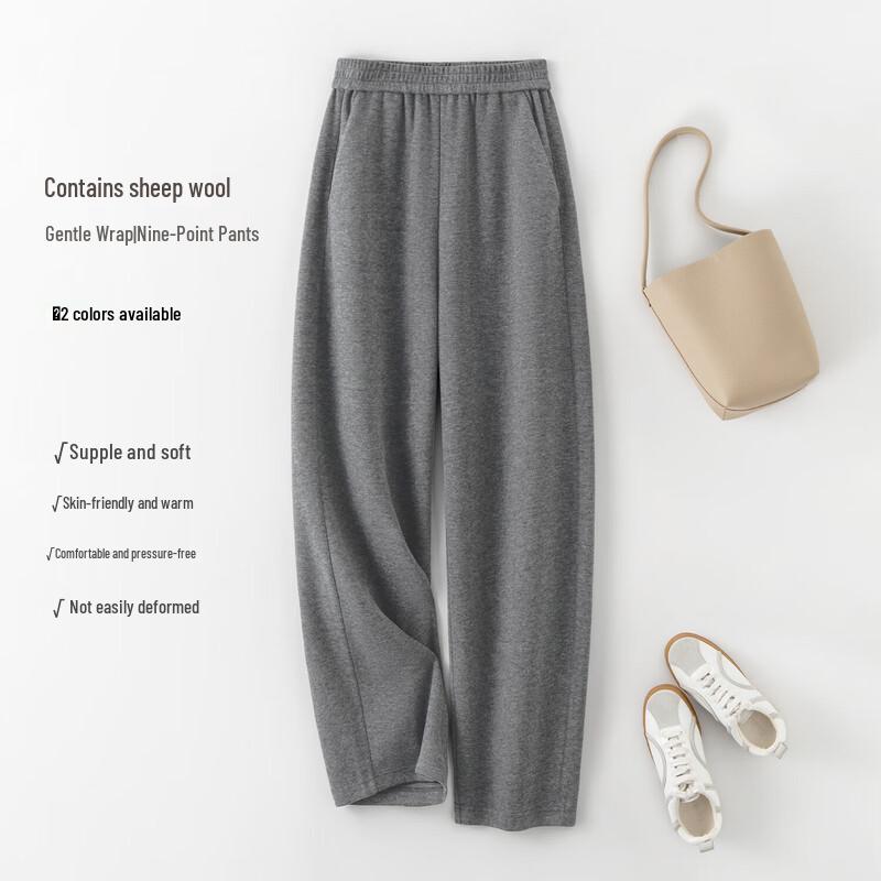IHIMI Women s Wool Blend Cropped Casual Pants L