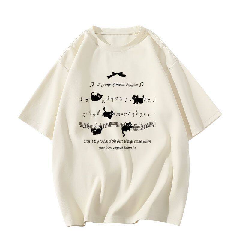 Cotton White Short-sleeved T-shirt Women's Summer American High Street Loose Fat Mm Large Size Design Sense Niche Half-sleeved Top
