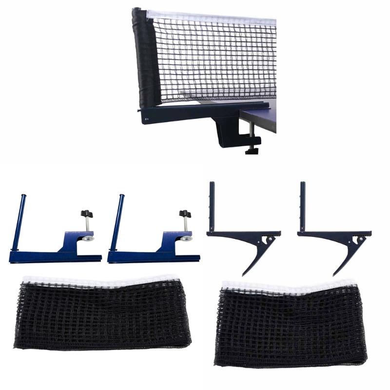 Table Tennis Net and Post Set Folding PingPong Mesh Net Clip Adjustable Screw Clamp Post Table Tennis Accessories