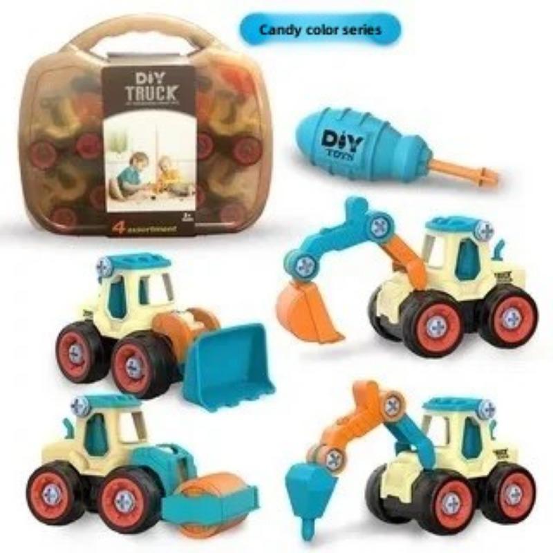 Gjør-det-selv Skrue Anleggskjøretøy Lastebil Gravemaskin Veivals Bulldoser Puslespill Simuleringsmodell Leketøy for barn Gave B057