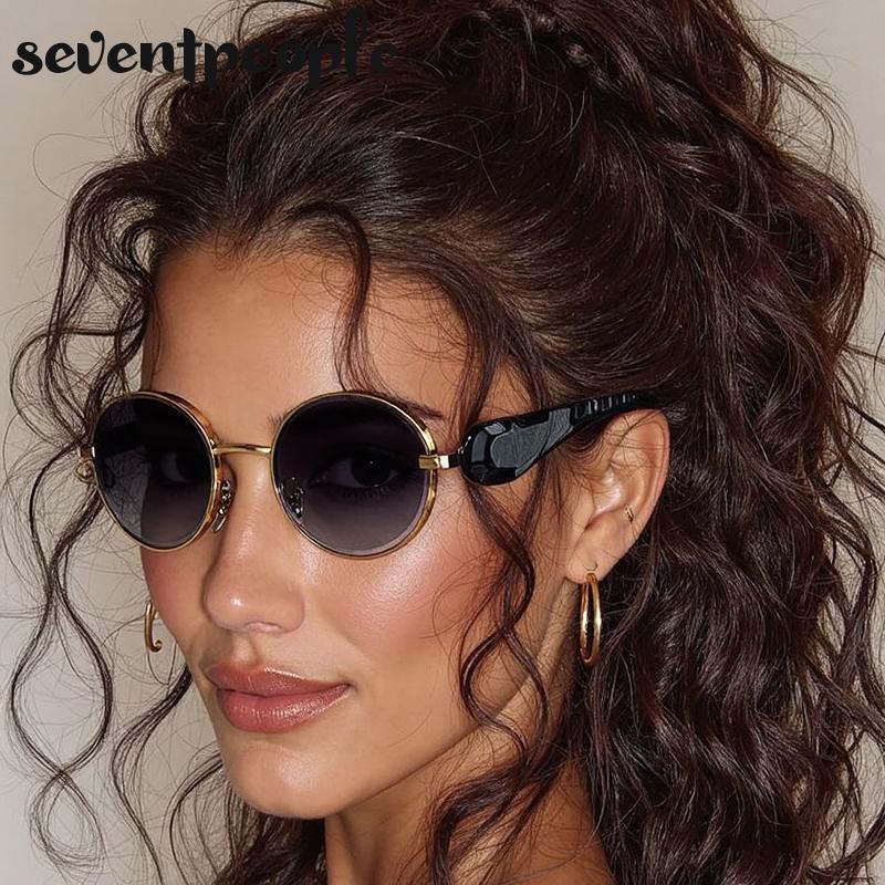 Small Frame Oval Steampunk Sunglasses Women  Luxury Brand Vintage Metal Punk Sun Glasses For Ladies Fashion Outdoor Shades