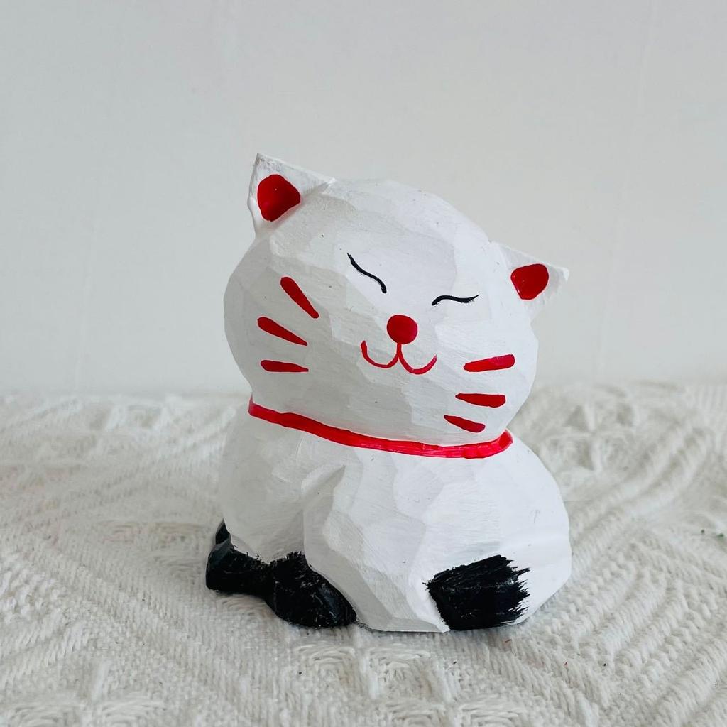 Wooden Carved Kitten Figurine Handcrafted Cat Sculpture Cute Table Decor Home Display Birthday Gift For Cat Lovers Kids Women