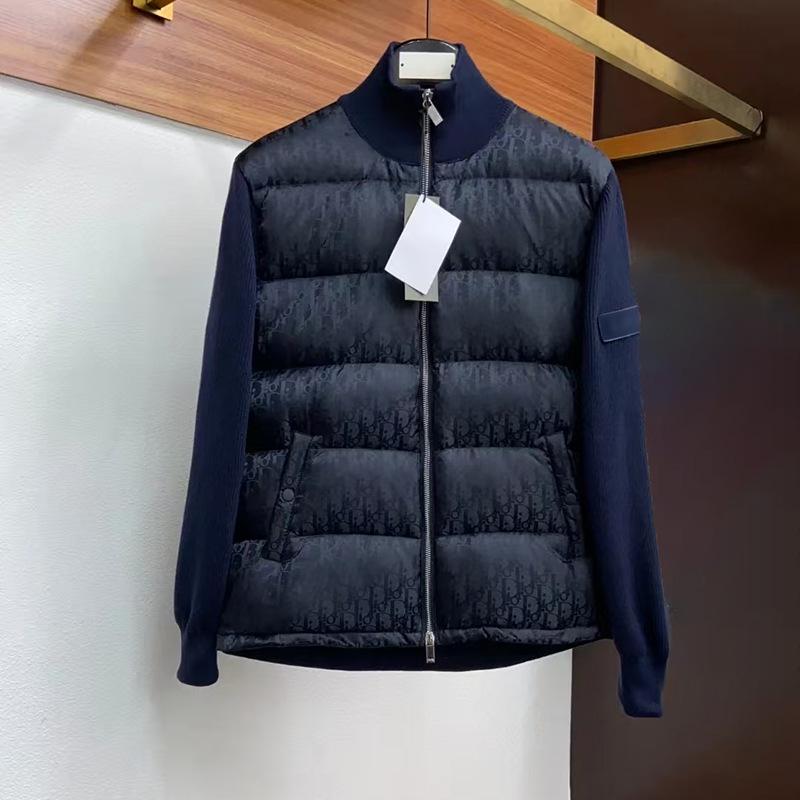 Men's High-Quality Wool Knit Down Jacket with White Duck Down Patchwork, Warm Outerwear for Autumn/Winter