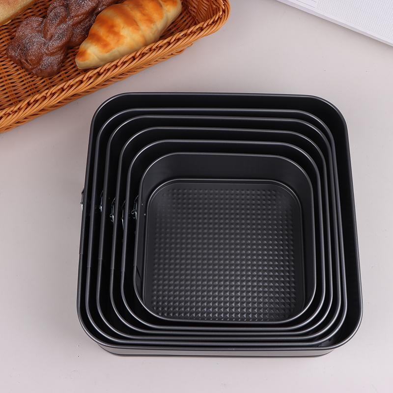1Pc Carbon Steel Baking Mould With Buckle Square Cake Baking Pan With Removable Bottom Non-Stick Cake Mould Chiffon Cake