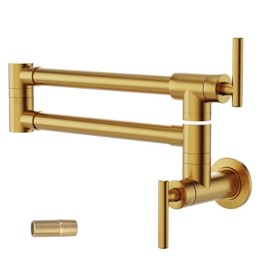 Wall hanging folding faucet 304 stainless steel kitchen stove house household can swing arm single cold double boiling tap