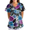 Women Short Sleeve V Neck T Shirt Floral Print Casual Loose Fit Lightweight Blouse for Everyday Wear and Activities