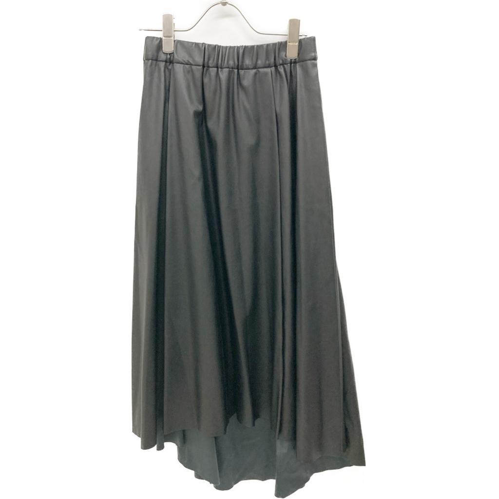 ADORE 531-7220927 Noir leather belted flared shoes skirt 38 blackUsed